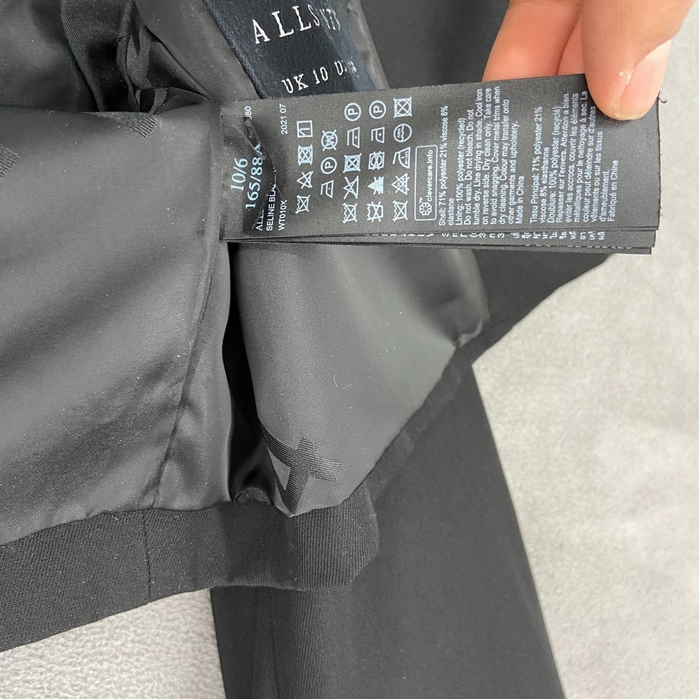 AllSaints Cropped Blazer Jacket Women's 6 Black Formal Shawl Collar Open Front - Picture 5 of 10